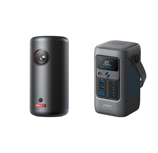 Capsule 3 (New) | 1080p Mini Google TV Projector+Anker SOLIX C200 DC Portable Power Station