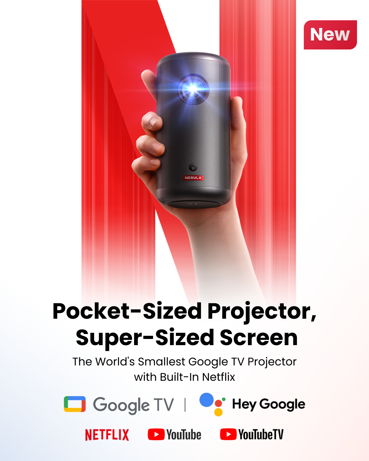 Capsule 3 (New) | 1080p Mini Google TV Projector+Anker 715 Charger (Nano II 65W)