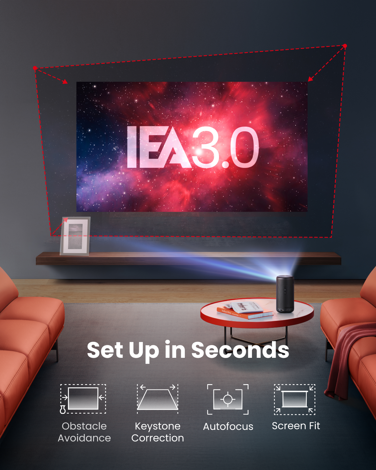 Capsule 3 (New) | 1080p Mini Google TV Projector+Anker 715 Charger (Nano II 65W)